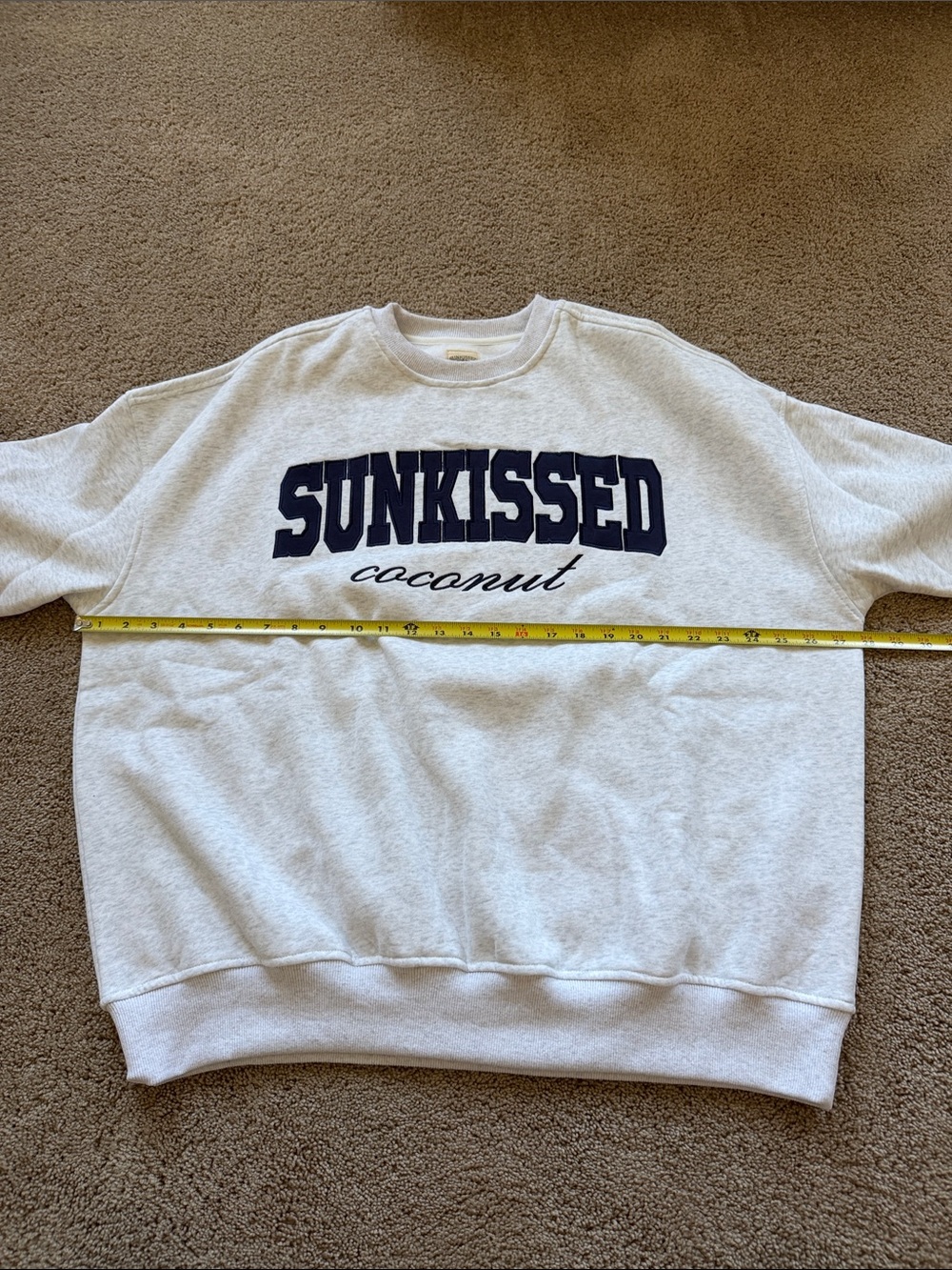 SUNKISSED Coconut Cursive Crewneck Sweatshirt Light Gray - Picture 6 of 9